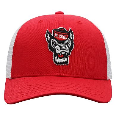 Men's Top of the World Red/White NC State Wolfpack Trucker Snapback Hat