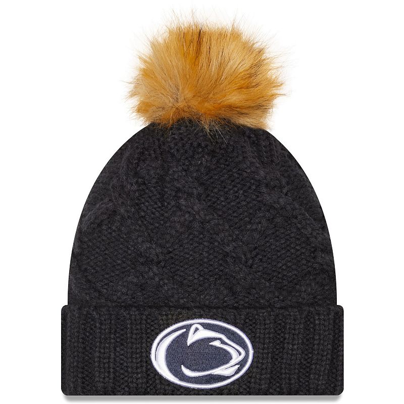 Womens New Era Navy Penn State Nittany Lions Luxe Cuffed Knit Hat with Pom