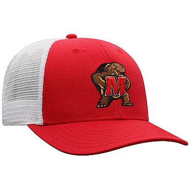 Men's Top of the World Red/White Maryland Terrapins Trucker Snapback Hat