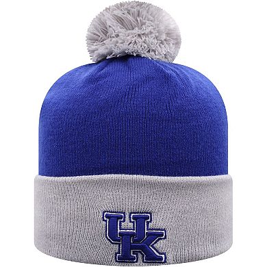 Men's Top of the World Royal/Gray Kentucky Wildcats Core 2-Tone Cuffed Knit Hat with Pom
