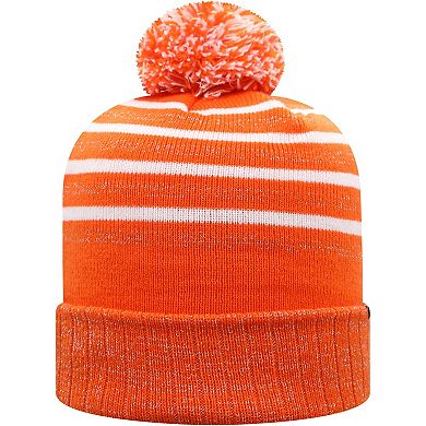 Women's Top of the World Orange Clemson Tigers Shimmering Cuffed Knit Hat with Pom