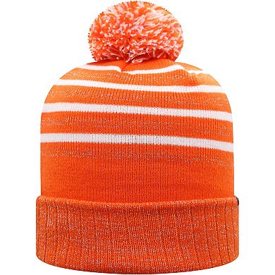 Women's Top of the World Orange Clemson Tigers Shimmering Cuffed Knit Hat with Pom