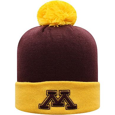 Men's Top of the World Maroon/Gold Minnesota Golden Gophers Core 2-Tone Cuffed Knit Hat with Pom