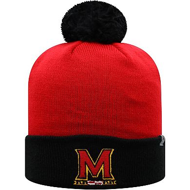 Men's Top of the World Red/Black Maryland Terrapins Core 2-Tone Cuffed Knit Hat with Pom