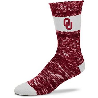 Women's For Bare Feet Oklahoma Sooners Alpine Stripes Crew Socks