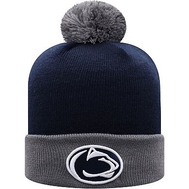 Men's Top of the World Navy/Gray Penn State Nittany Lions Core 2-Tone Cuffed Knit Hat with Pom