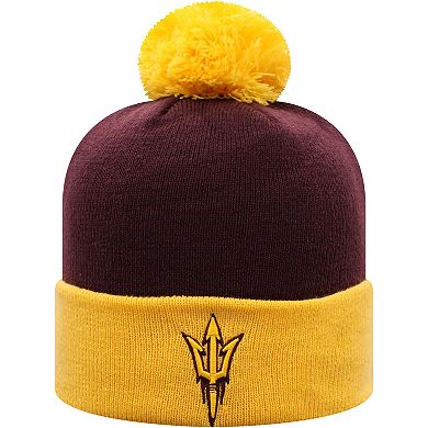 Men's Top of the World Maroon/Gold Arizona State Sun Devils Core 2-Tone Cuffed Knit Hat with Pom