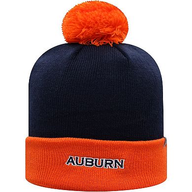 Men's Top of the World Navy/Orange Auburn Tigers Core 2-Tone Cuffed Knit Hat with Pom