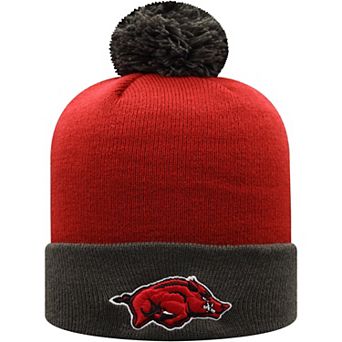 Men's Top of the World Cardinal/Black Arkansas Razorbacks Core 2-Tone Cuffed Knit Hat with Pom