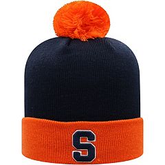 Youth New Era Navy Syracuse Orange Marl Cuffed Knit Hat with Pom