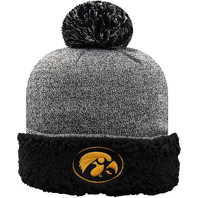 Women's Top of the World Black Iowa Hawkeyes Snug Cuffed Knit Hat with Pom