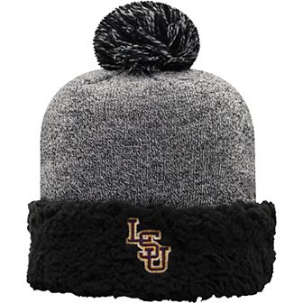 Women's Top of the World Black LSU Tigers Snug Cuffed Knit Hat with Pom