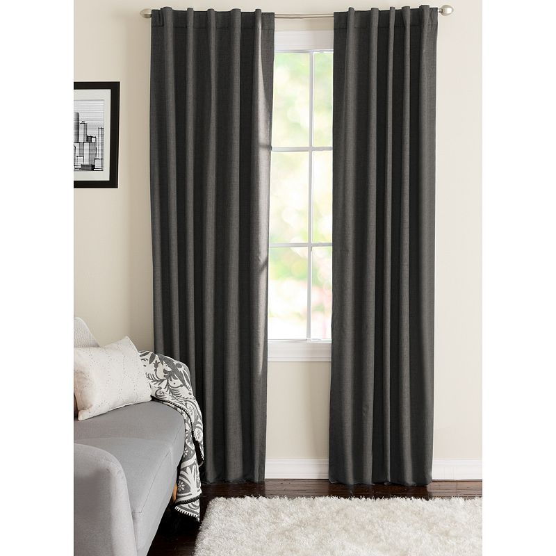 NATCO Wakefield Energy Textured Solid Blackout Window Curtain Panel, Grey, 