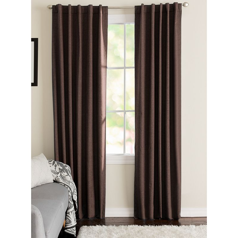 NATCO Wakefield Energy Textured Solid Blackout Window Curtain Panel, Brown,