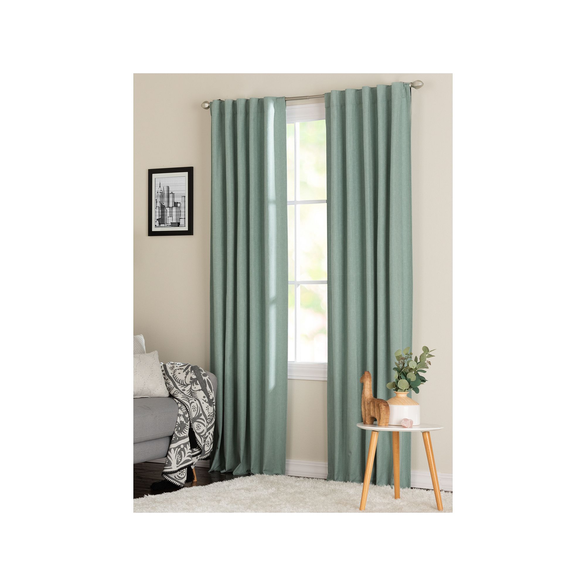 NATCO Wakefield Energy Textured Solid Blackout Window Curtain Panel, Kale