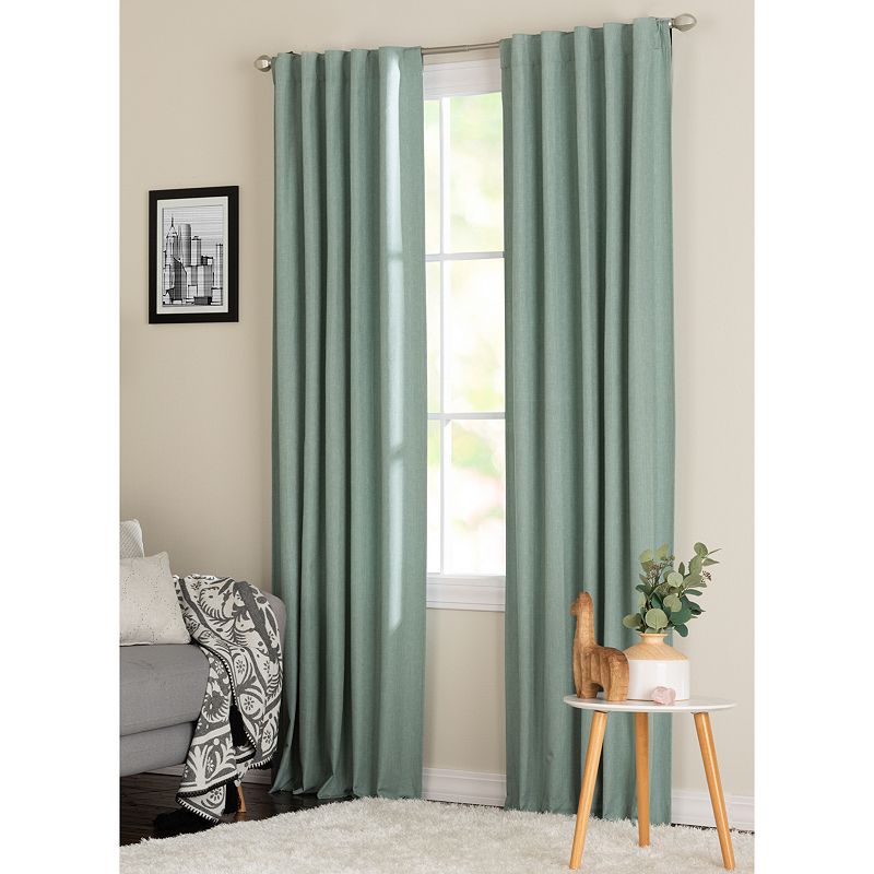 NATCO Wakefield Energy Textured Solid Blackout Window Curtain Panel, Green,