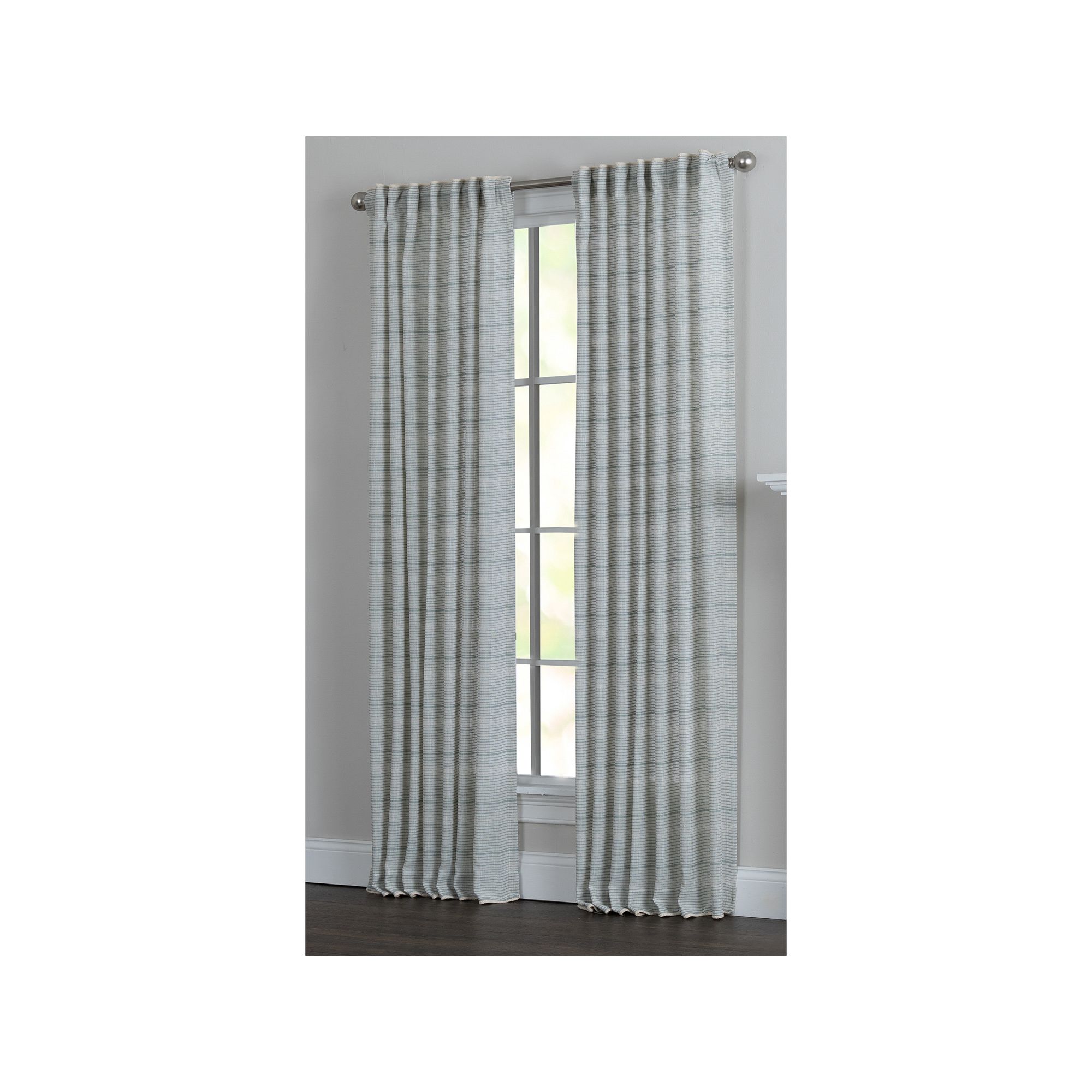 NATCO Billings Woven Horizontal Stripe Window Curtain Panel, Aloe