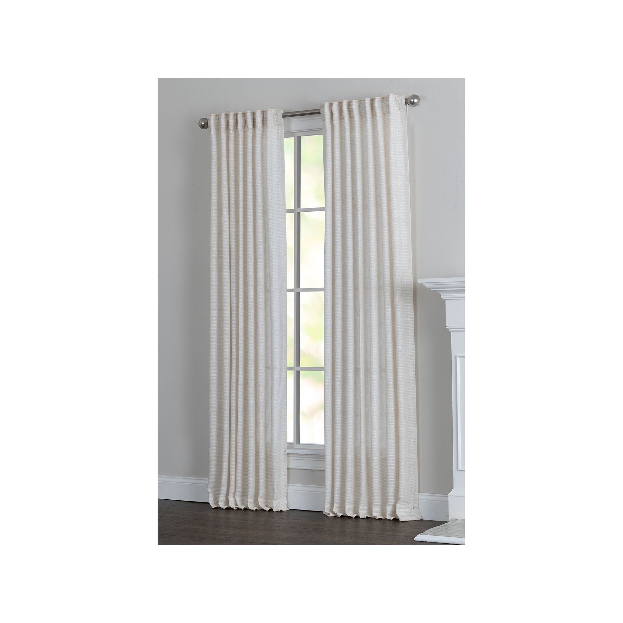 NATCO Billings Woven Horizontal Stripe Window Curtain Panel, Cloud