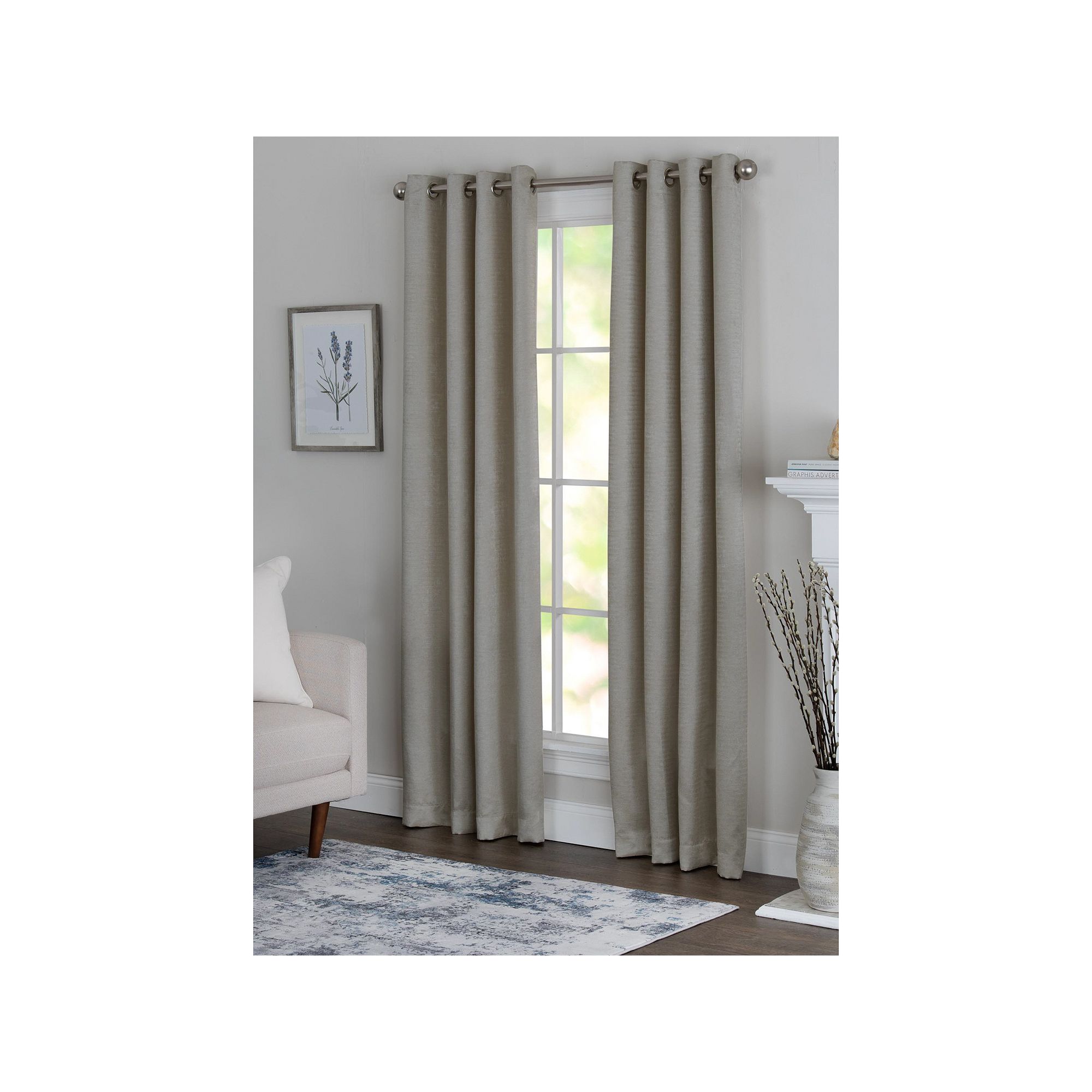 NATCO Brinley Energy Solid Trip Weave Window Curtain Panel, Flint