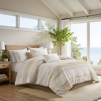 Harbor House Morgan Oversized & Overfilled Jacquard Cotton Comforter Set and Throw Pillows