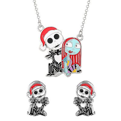 Disney Fashion Nightmare Before Christmas Jack Sally Nickel Free Necklace  Earring Set