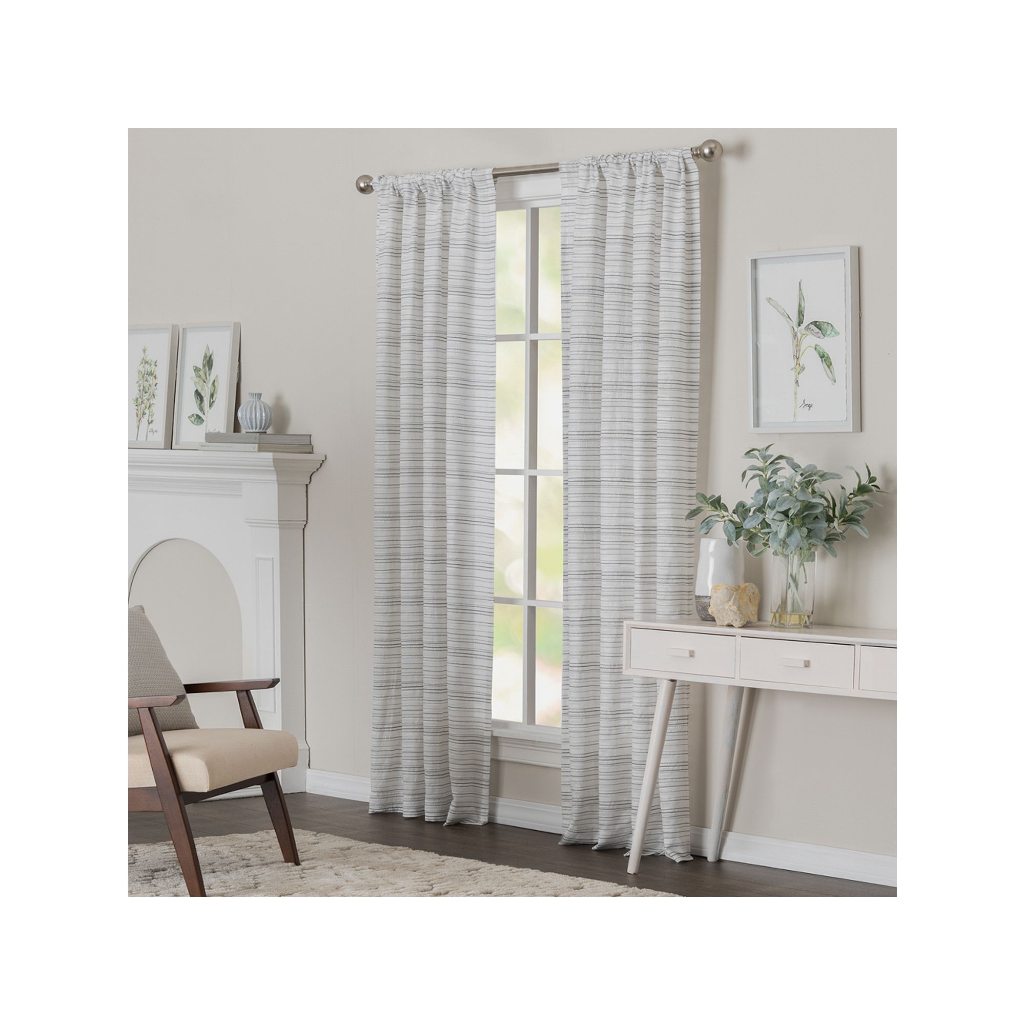 NATCO Shiloh Semi Sheer Window Curtain Panel, Gray