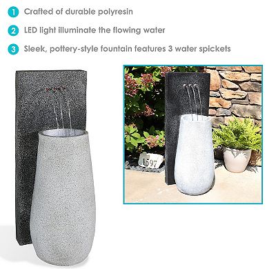 Sunnydaze Three Stream Monterno Water Fountain with LED Lights - 35 in