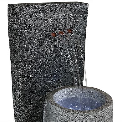 Sunnydaze Three Stream Monterno Water Fountain with LED Lights - 35 in