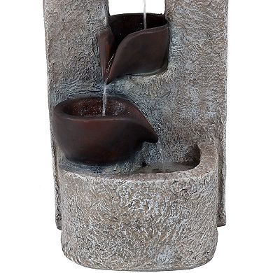 Sunnydaze Aged Tiered Vessels Solar Water Fountain with Battery - 29 in