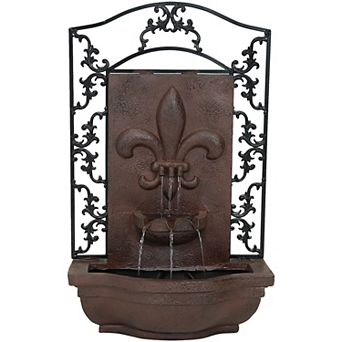 Sunnydaze French Lily Polystone Outdoor Solar Wall Fountain