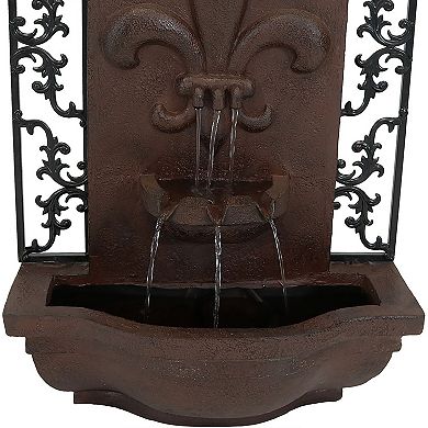 Sunnydaze French Lily Polystone Outdoor Solar Wall Fountain