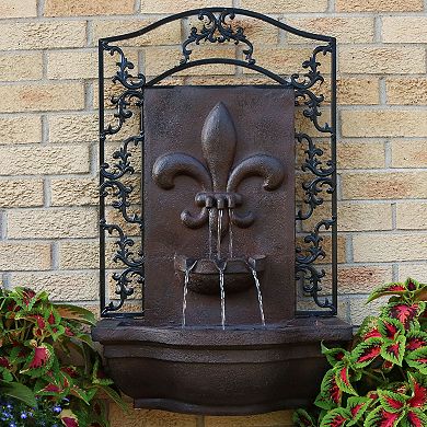 Sunnydaze French Lily Polystone Outdoor Solar Wall Fountain