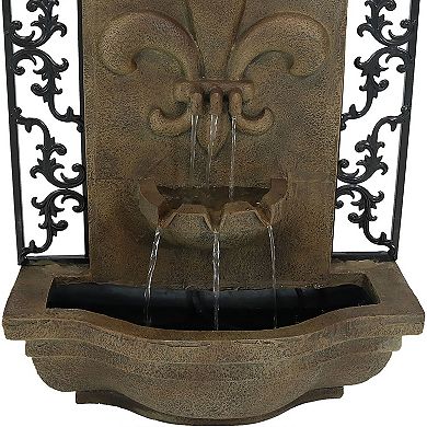 Sunnydaze French Lily Polystone Outdoor Solar Wall Fountain - Florentine