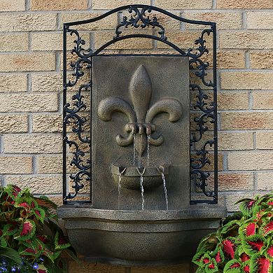 Sunnydaze French Lily Polystone Outdoor Solar Wall Fountain - Florentine
