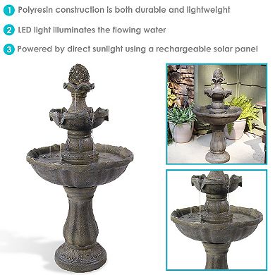 Sunnydaze Pineapple Polyresin Outdoor 2-Tier Solar Fountain with Battery