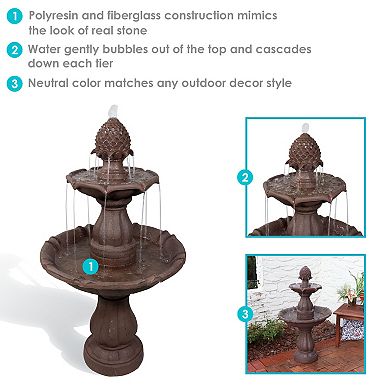 Sunnydaze Curved Plinth Polyresin Outdoor 2-Tier Water Fountain
