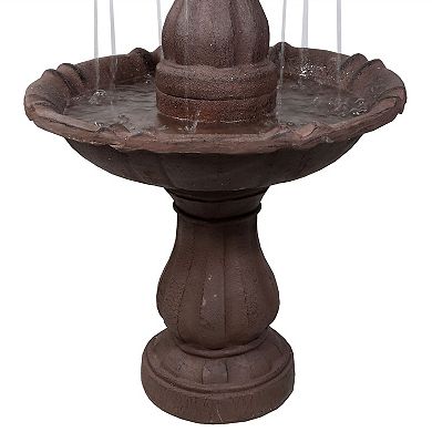 Sunnydaze Curved Plinth Polyresin Outdoor 2-Tier Water Fountain