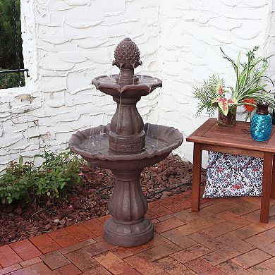 Sunnydaze Curved Plinth Polyresin Outdoor 2-Tier Water Fountain