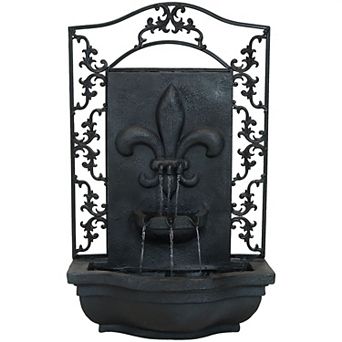 Sunnydaze French Lily Polystone Outdoor Wall Fountain