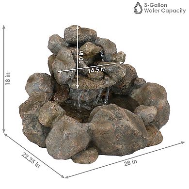 Sunnydaze Electric Resin Rocky Ravine Outdoor Water Fountain - 18 in