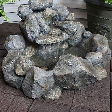 Sunnydaze Electric Resin Rocky Ravine Outdoor Water Fountain - 18 in
