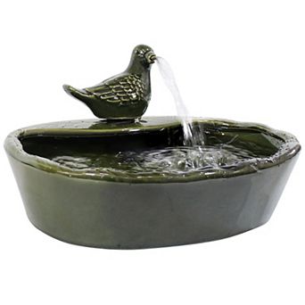 Sunnydaze Dove Glazed Ceramic Outdoor Solar Water Fountain - 7 in