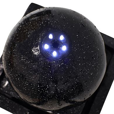 Sunnydaze Black Ball Solar Water Fountain with Battery/LED Lights - 30 in