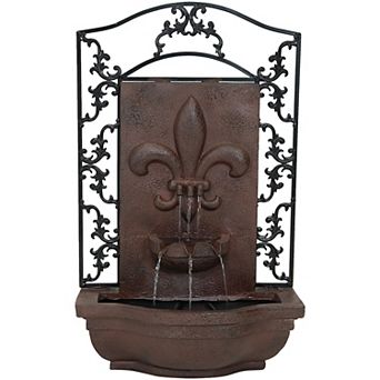 Sunnydaze French Lily Polystone Outdoor Wall Fountain