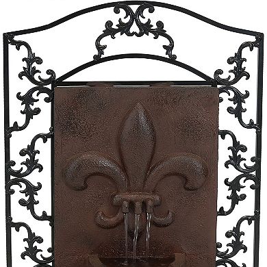 Sunnydaze French Lily Polystone Outdoor Wall Fountain - Iron