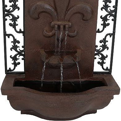 Sunnydaze French Lily Polystone Outdoor Wall Fountain - Iron