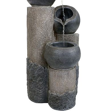 Sunnydaze Cascading Tiered Cups Solar Water Fountain with Battery - 31 in