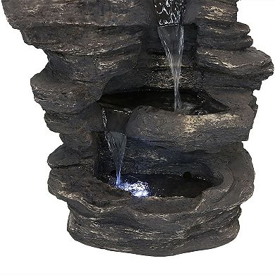 Sunnydaze Rock Falls Electric Waterfall Fountain with LED Lights - 39 in