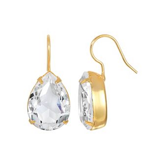 1928 Simulated Crystal Teardrop Wire Earrings