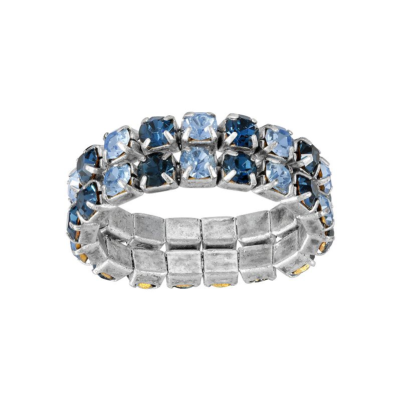 1928 Silver Tone Stretch Ring Set, Womens, Size: 7, Blue